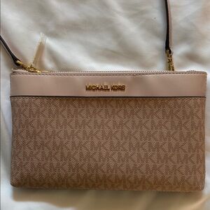 NEW Michael Kors Blush Pink MK Monogram Crossbody or Clutch